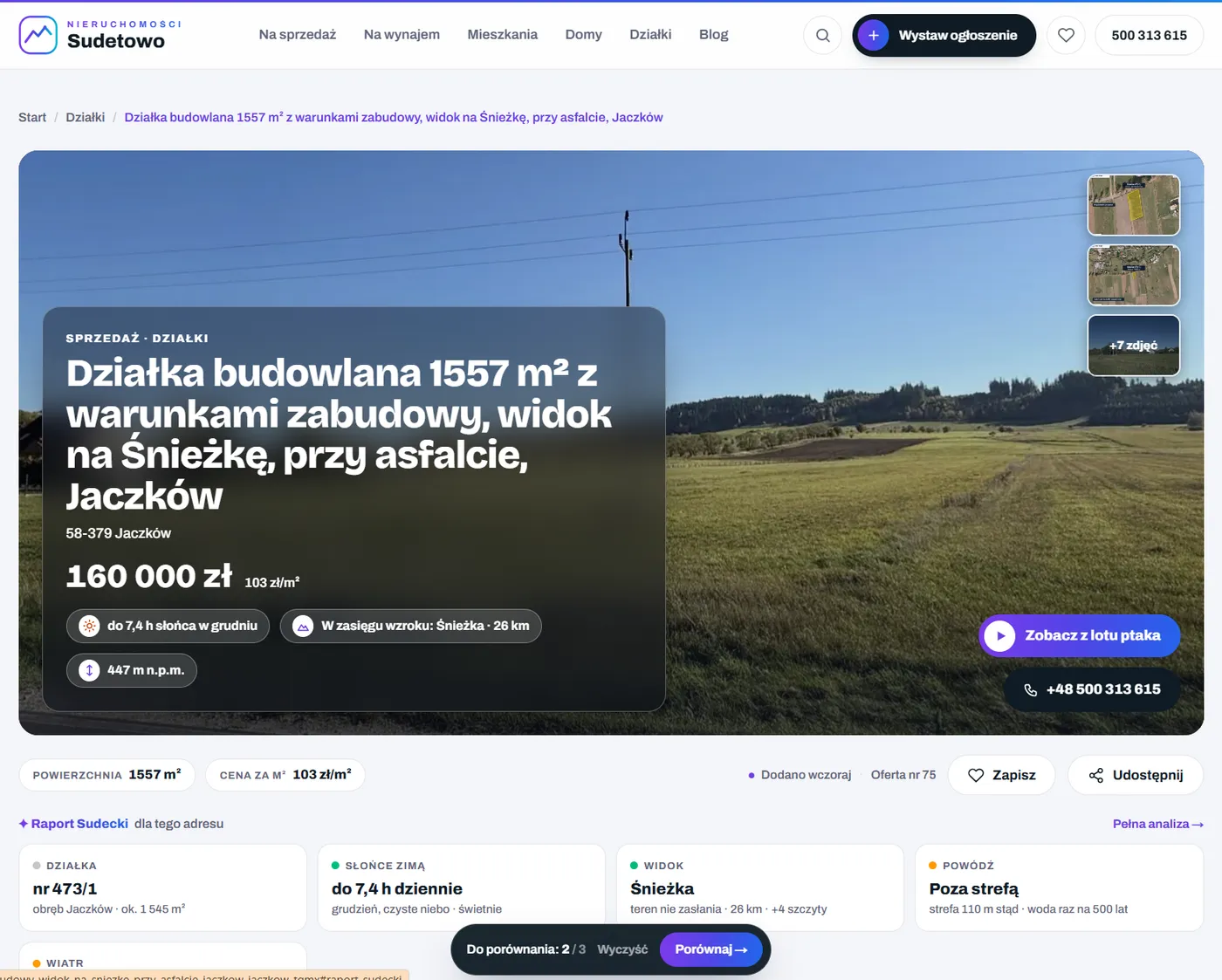 Sudetowo: oferta działki w Jaczkowie